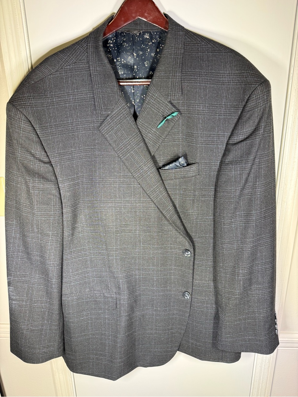 Oak Hill Men’s Big & Tall 5XL 62/64R Gray Plaid Sport Coat